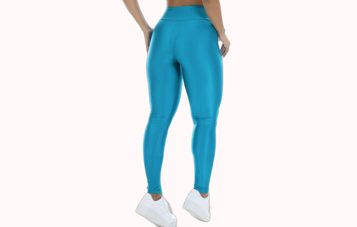 Calça Legging em Verde Metalizado com Cordão