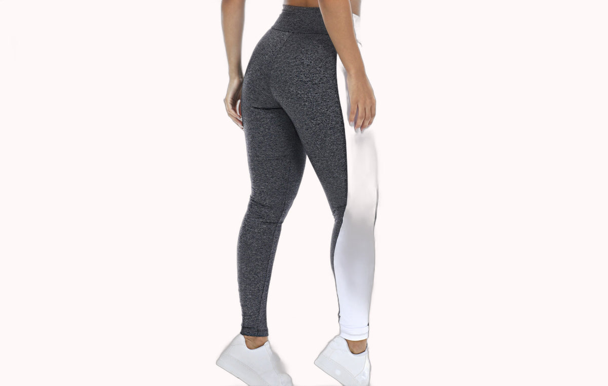 Calça Legging Mescla com Faixa Branca