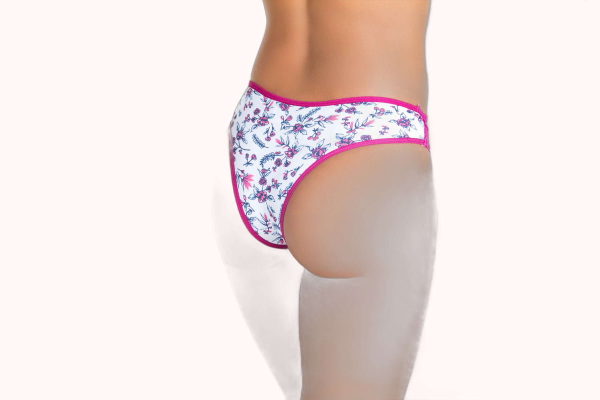 Calcinha em microfibra estampada e renda – Doce Malícia