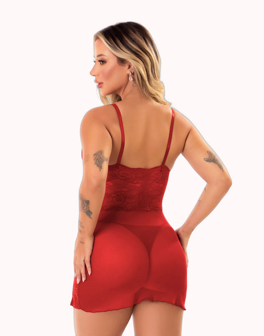 Camisola Tule e Renda Sensual com Bojo – Doce Malícia