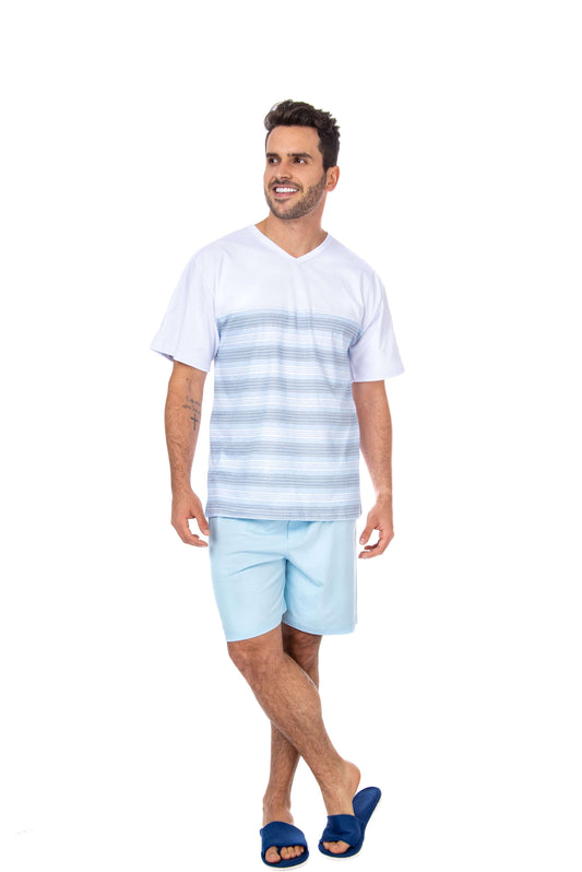 Pijama masculino Manga Curta Top em Branco – Doce Malícia