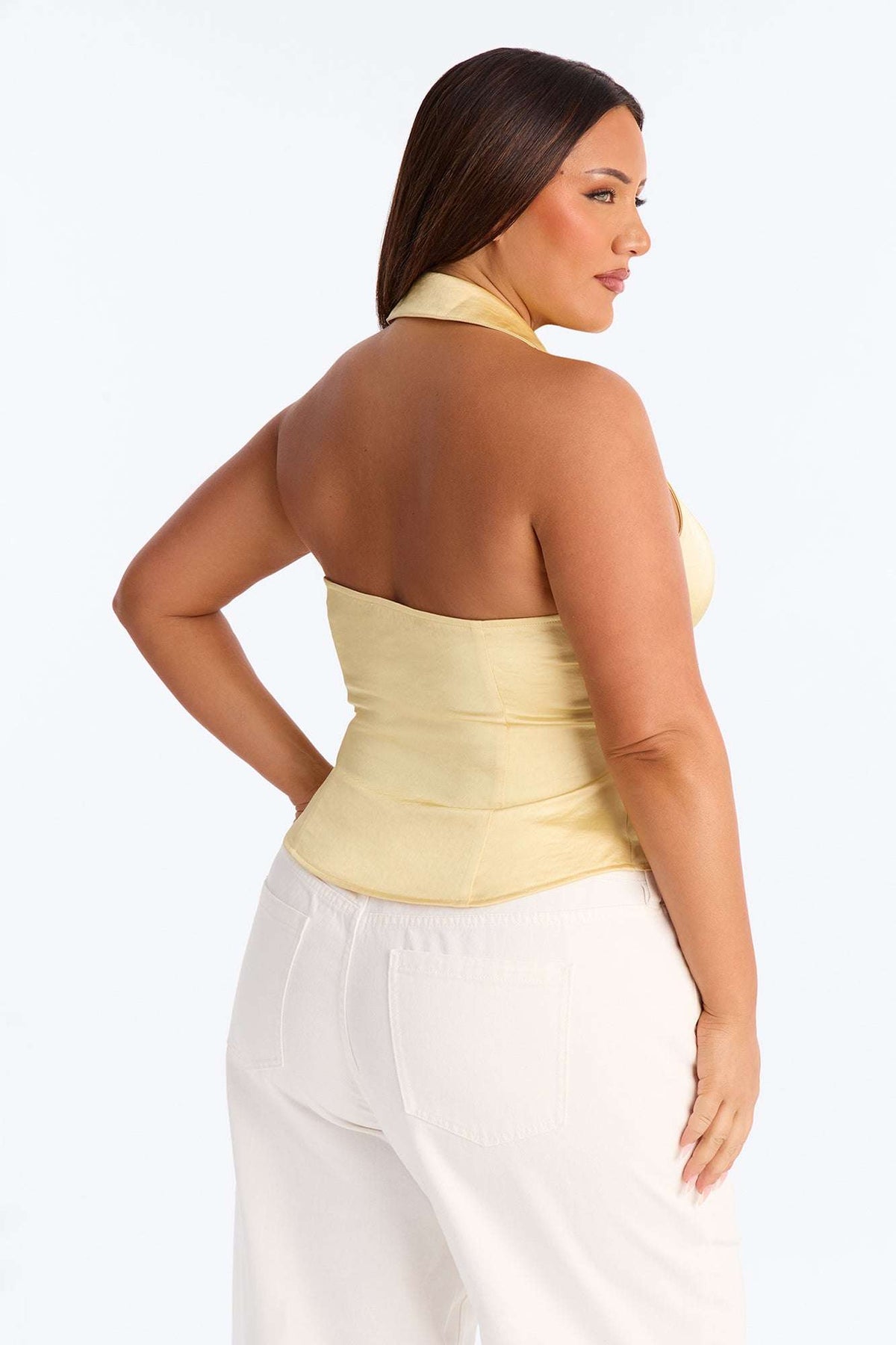 Blusa Feminina Frente Única Renda Cetim Amarelo – Doce Malícia