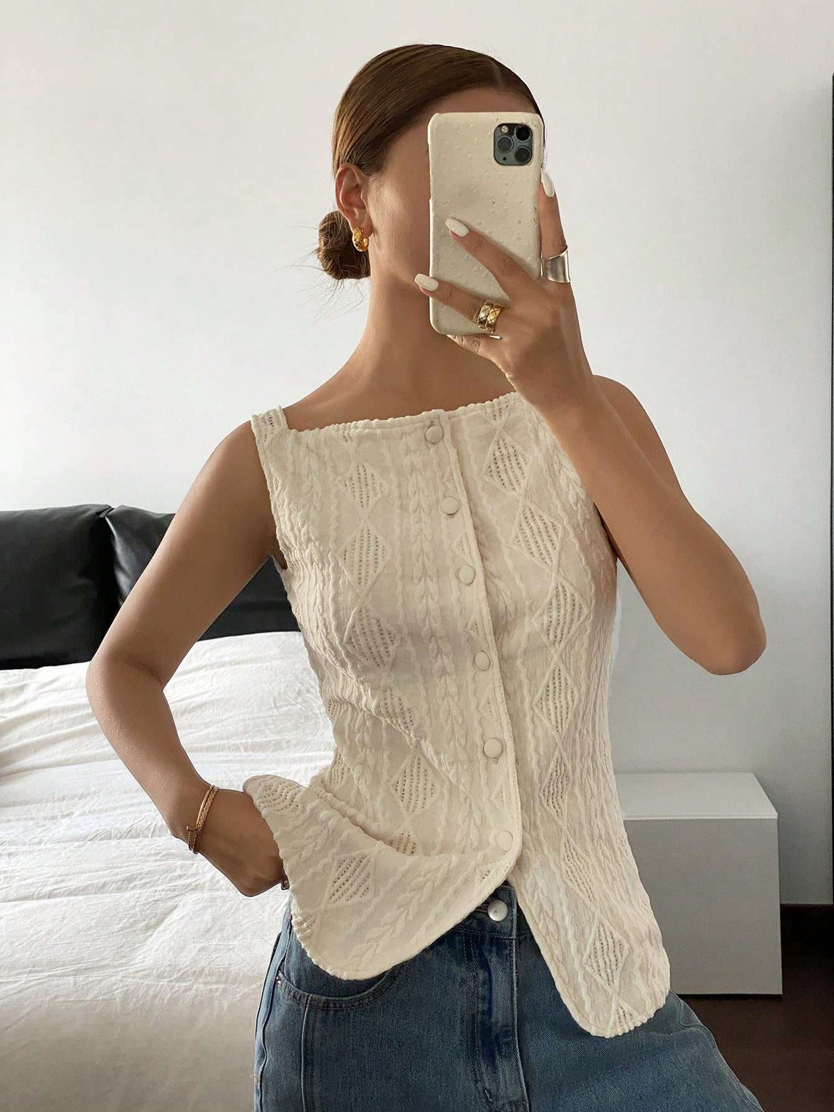 Blusa Tricô Textura Geométrica – Doce Malícia