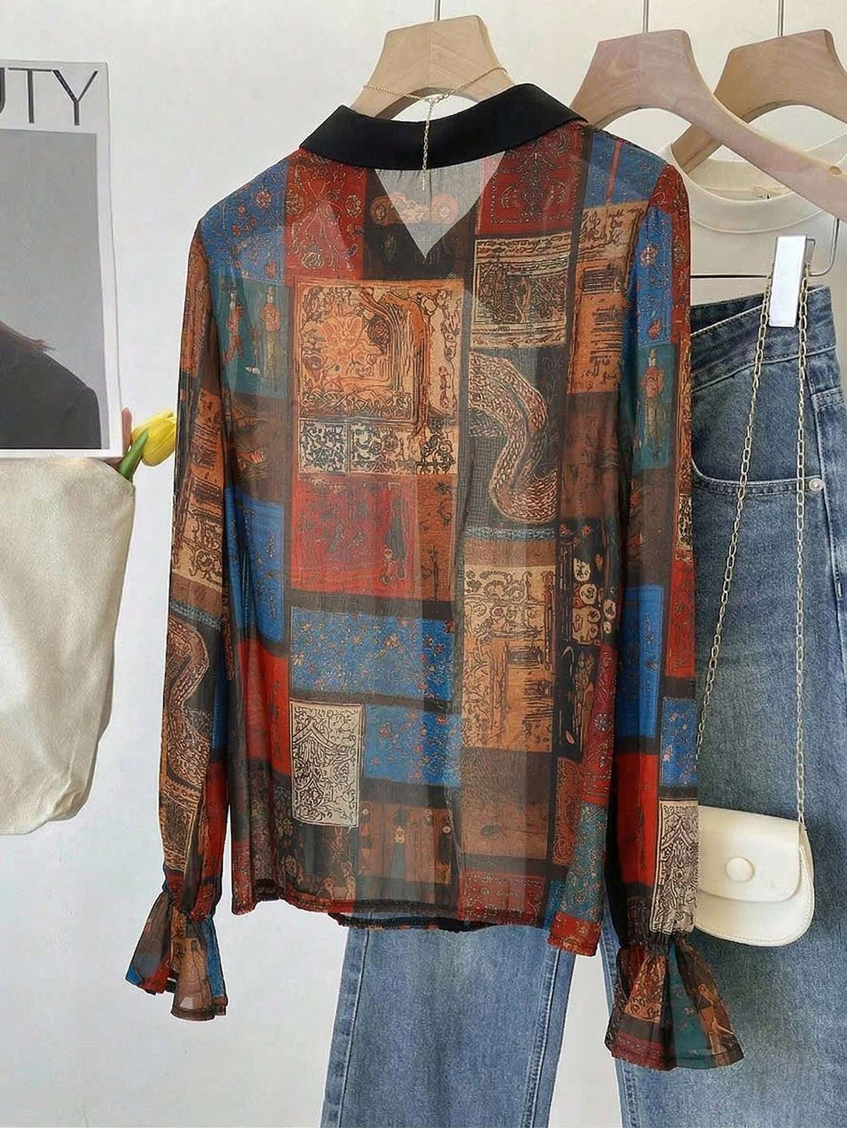 Camisa Feminina Chiffon Patchwork Estampada – Doce Malícia
