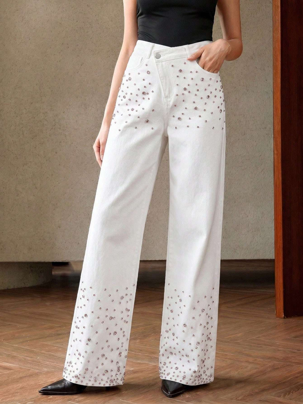 Calça Jeans Feminina Strass Branco – Doce Malícia