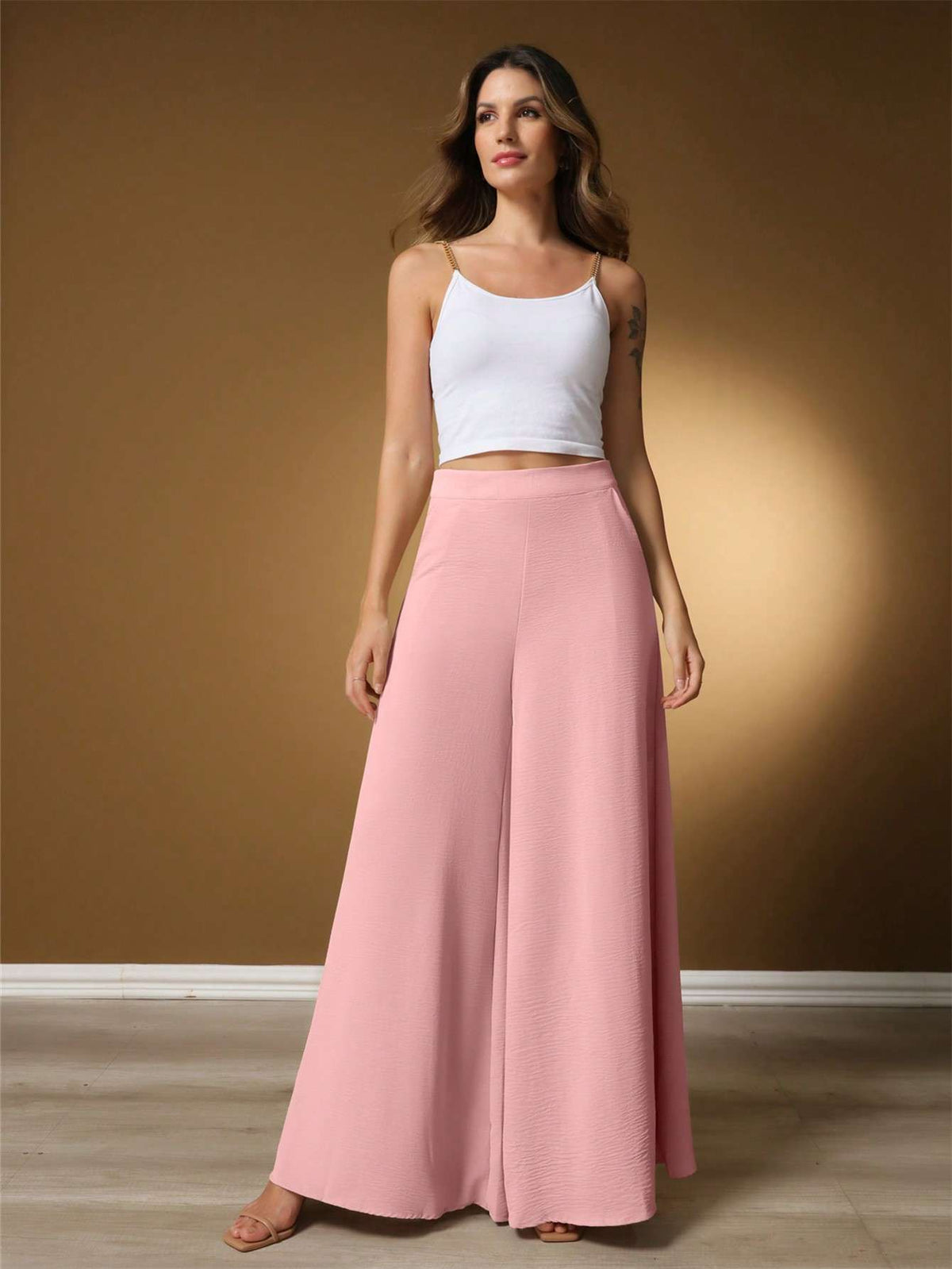 Calça Pantalona Feminina Cintura Alta Bordô – Doce Malícia