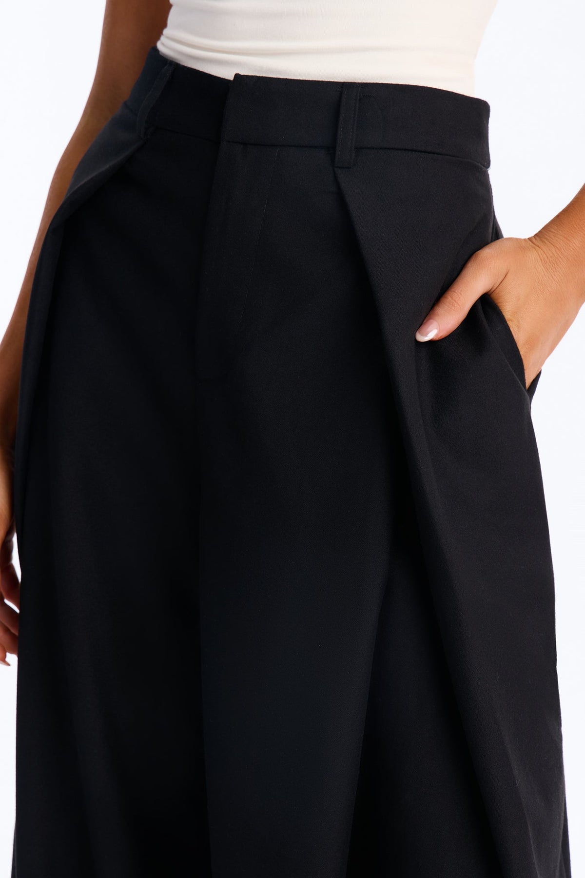 Calça Feminina Pantalona Plissado Preto – Doce Malícia