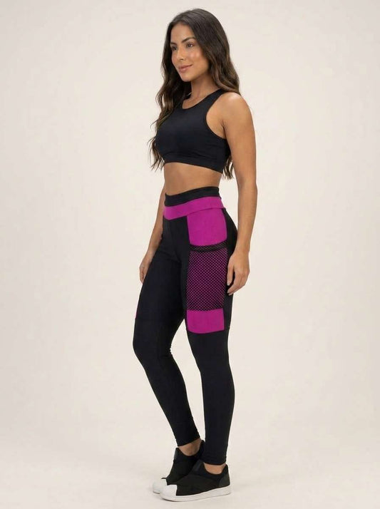 Calça Legging Fitness Feminina com Bolso Lateral Cintura Alta