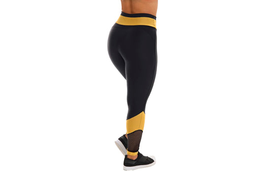 Calça legging com detalhes dourados em Preto – Doce Malícia