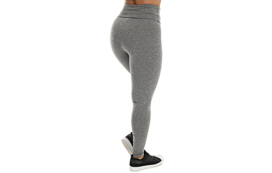 Calça legging mesclada com cós alto em cinza – Doce Malícia