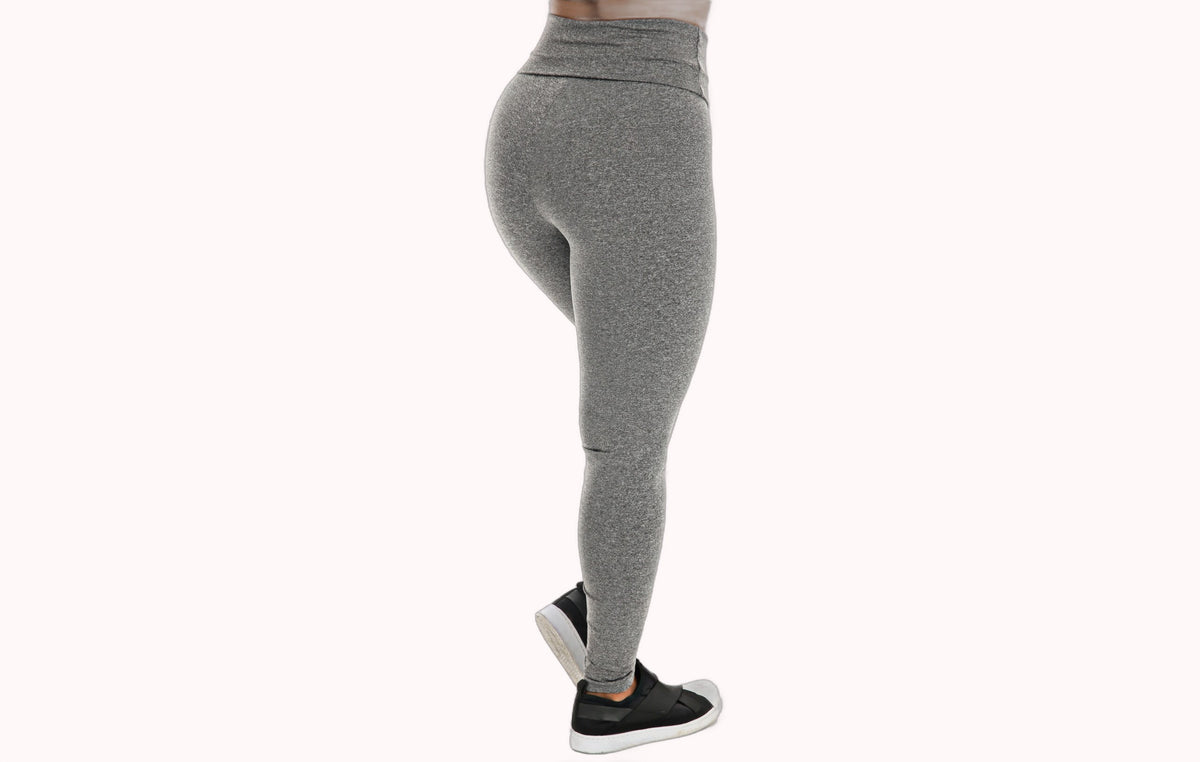 Calça Legging Mesclada com Cós Alto