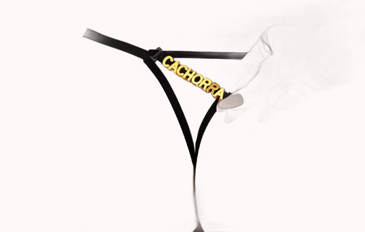 Calcinha de Tule com Regulagem e Frase Personalizável – Cibele – Preto – Tamanho M – Doce Malícia