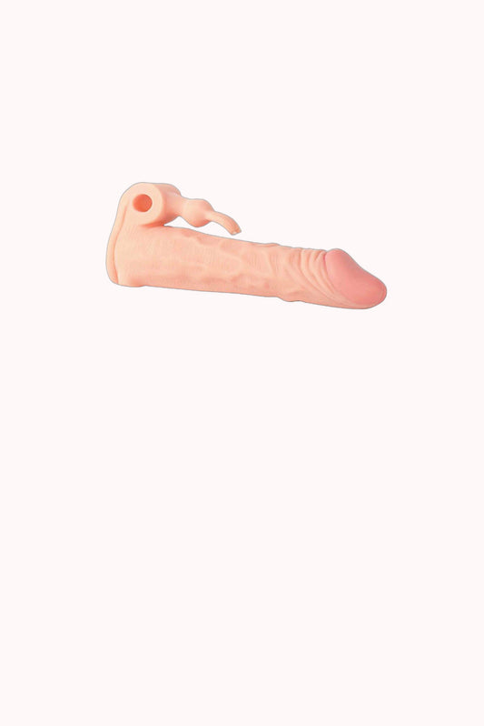 Capa Peniana Realista com Vibrador e Extensor 17,5×3,0 cm – Doce Malícia