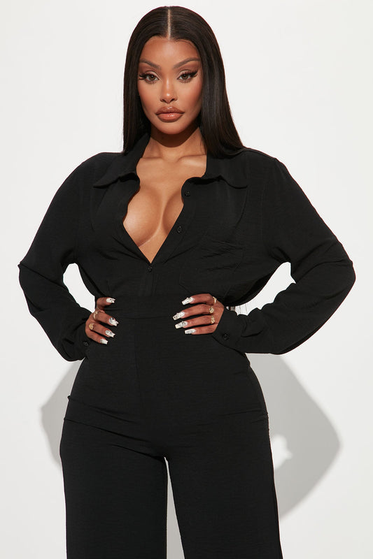 Conjunto Feminino Pantalona Soltinho Preto – Doce Malícia