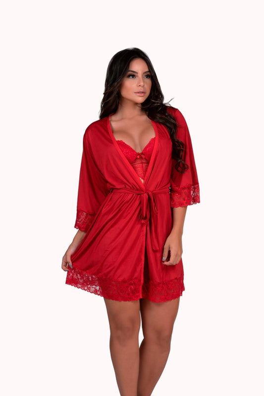 Conjunto sexy com Robe Feminino – Doce Malícia