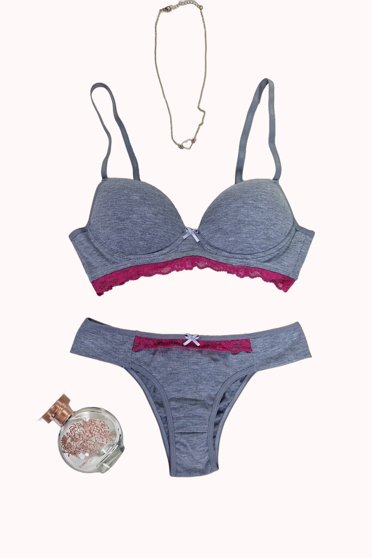 Conjunto de Bojo Mescla com Detalhe em Renda – Doce Malícia