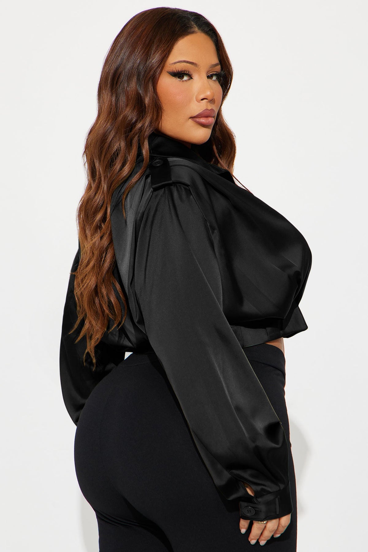 Cropped Feminino Cetim Preto – Doce Malícia