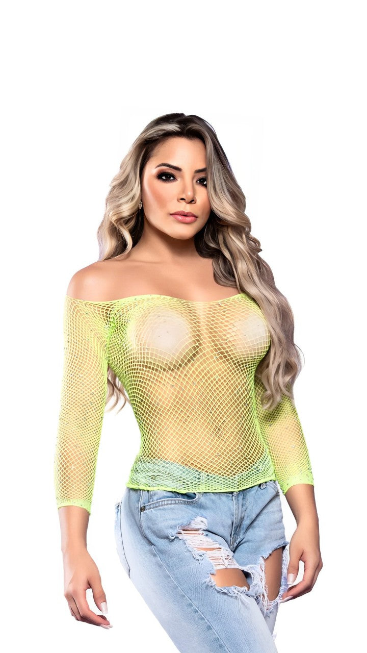 Cropped Bodystocking com Strass em Quantidade – Doce Malícia