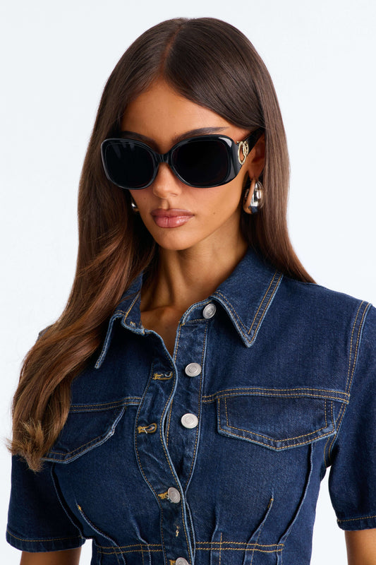 Óculos de Sol Feminino Quadrado Acetato Degradê Preto – Doce Malícia