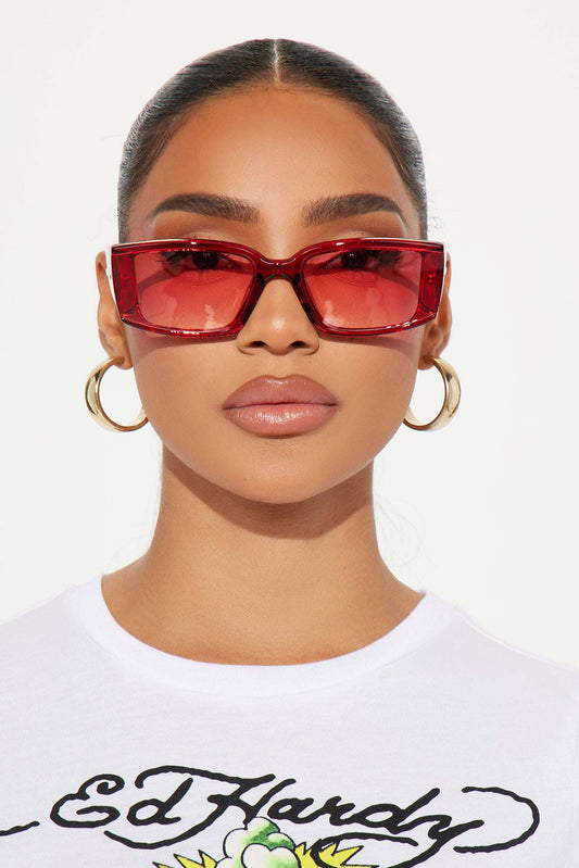 Óculos de Sol Feminino Quadrado Acetato Vermelho – Doce Malícia