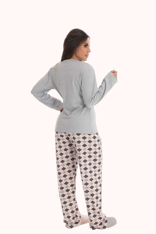 Pijama Mescla Canelado – Doce Malícia