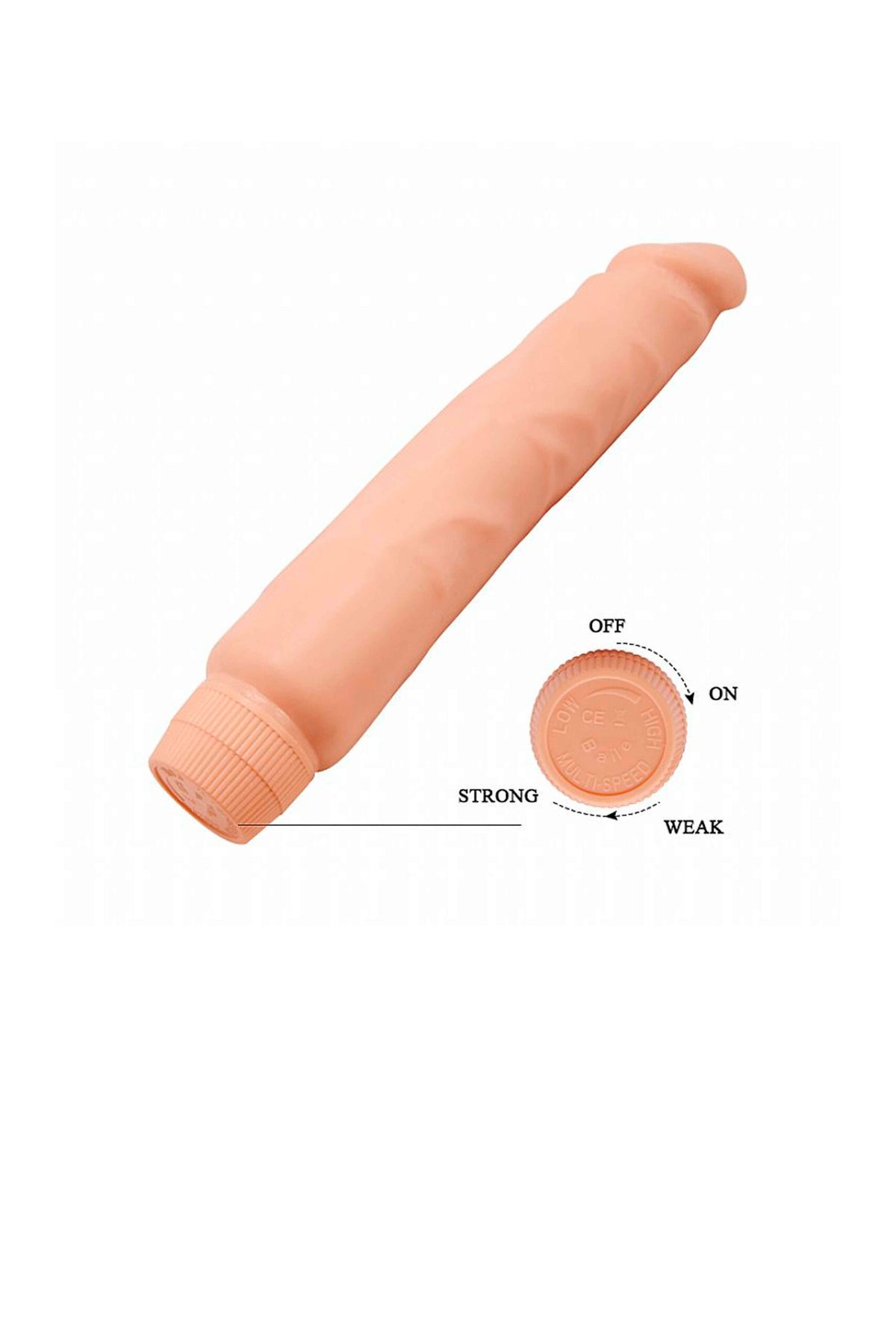 Prótese Peniana com Vibro Multivelocidade 25,5×4,9cm em bege – Doce Malícia