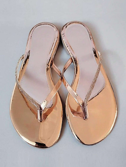 Chinelo Metalizado Cristal Rosê – Doce Malícia