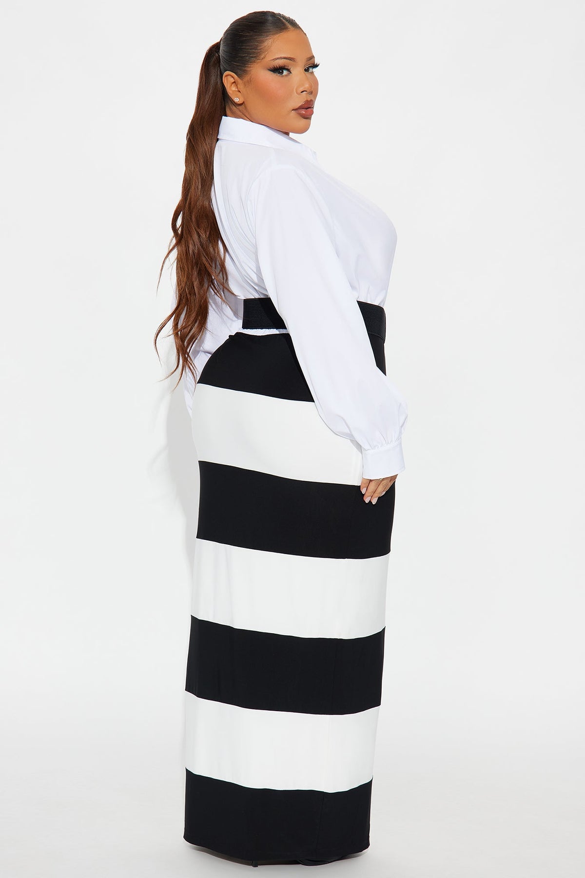 Vestido Feminino Longo Listrado Branco – Doce Malícia