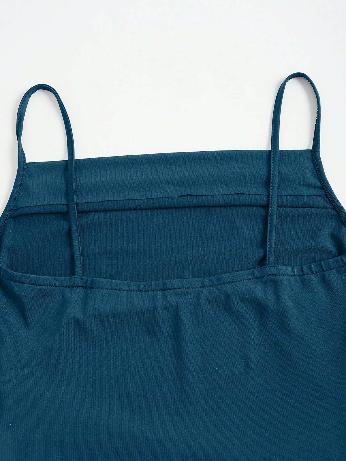 Vestido Midi Alças Finas Franzido Azul Petróleo – Doce Malícia