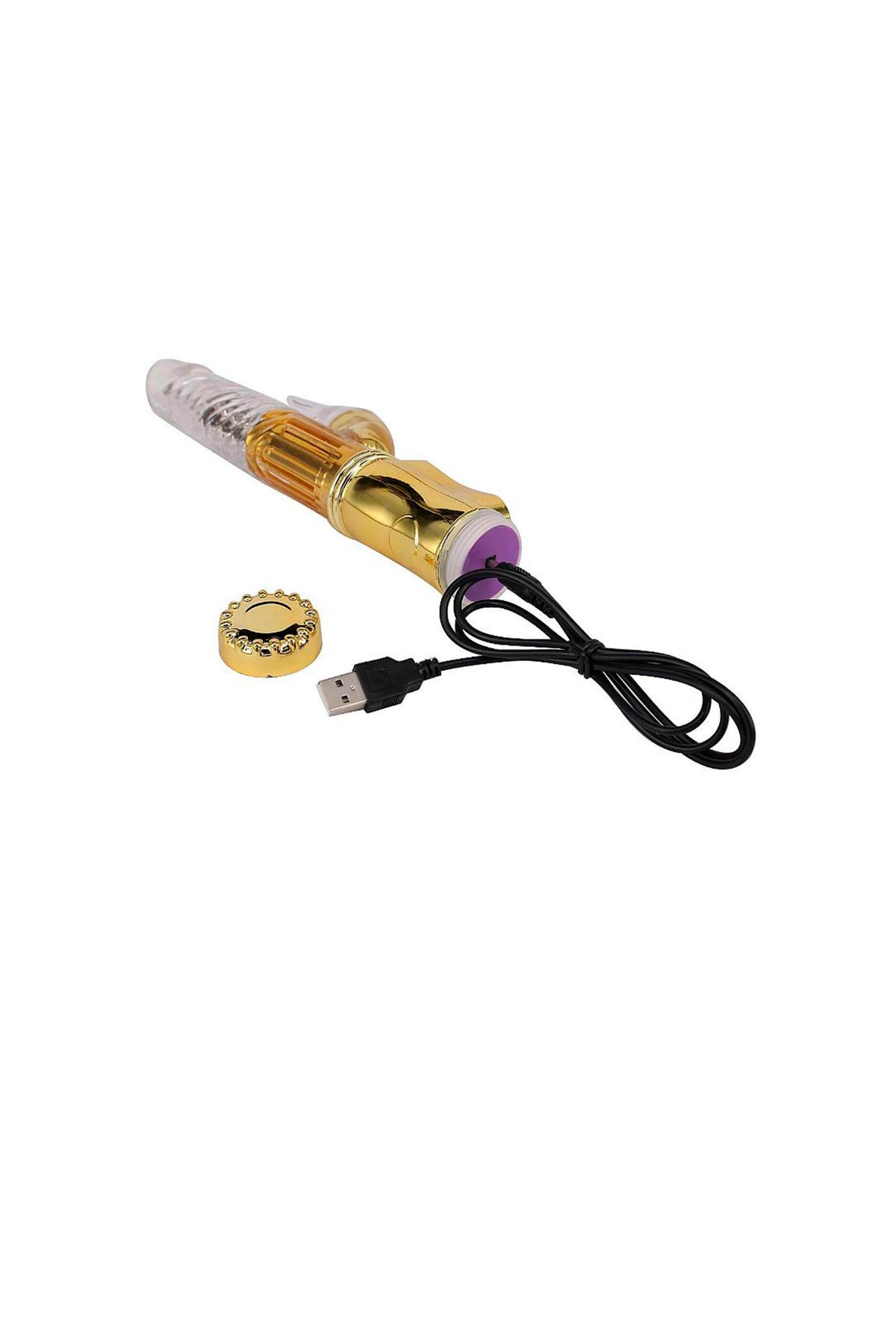 Vibrador Rabbit Metálico em Silicone em dourado – Doce Malícia