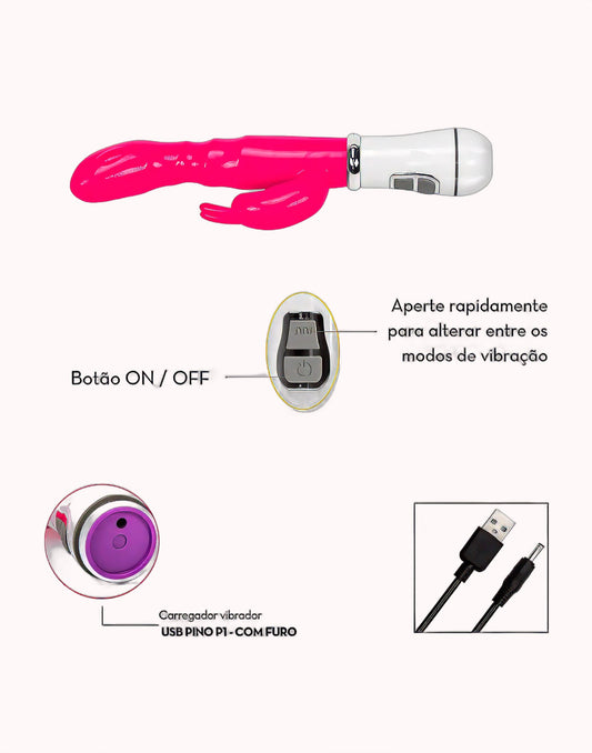 Vibrador Ponto G com Estimulador Rabbit – Doce Malícia