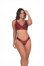Conjunto com detalhe em renda em cores sortidas – Doce Malícia