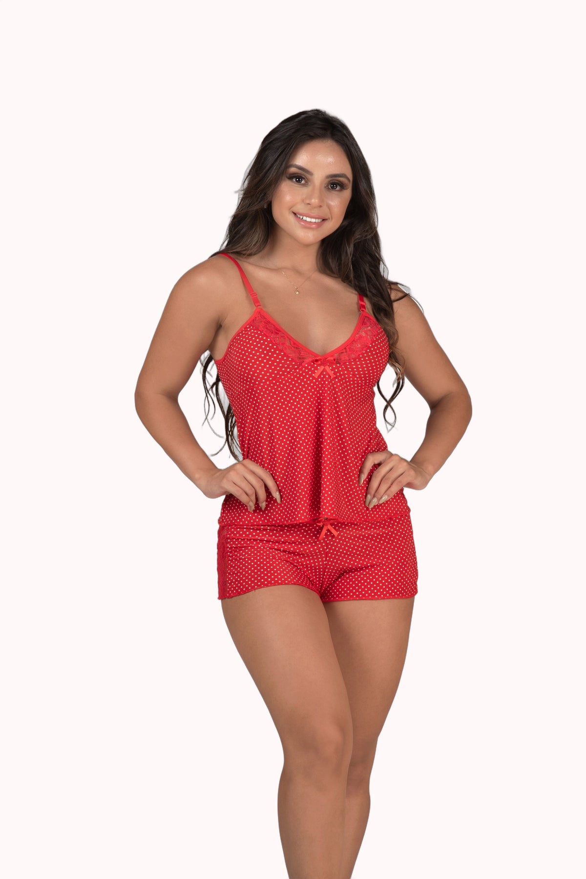 Short Doll em Poá com Renda