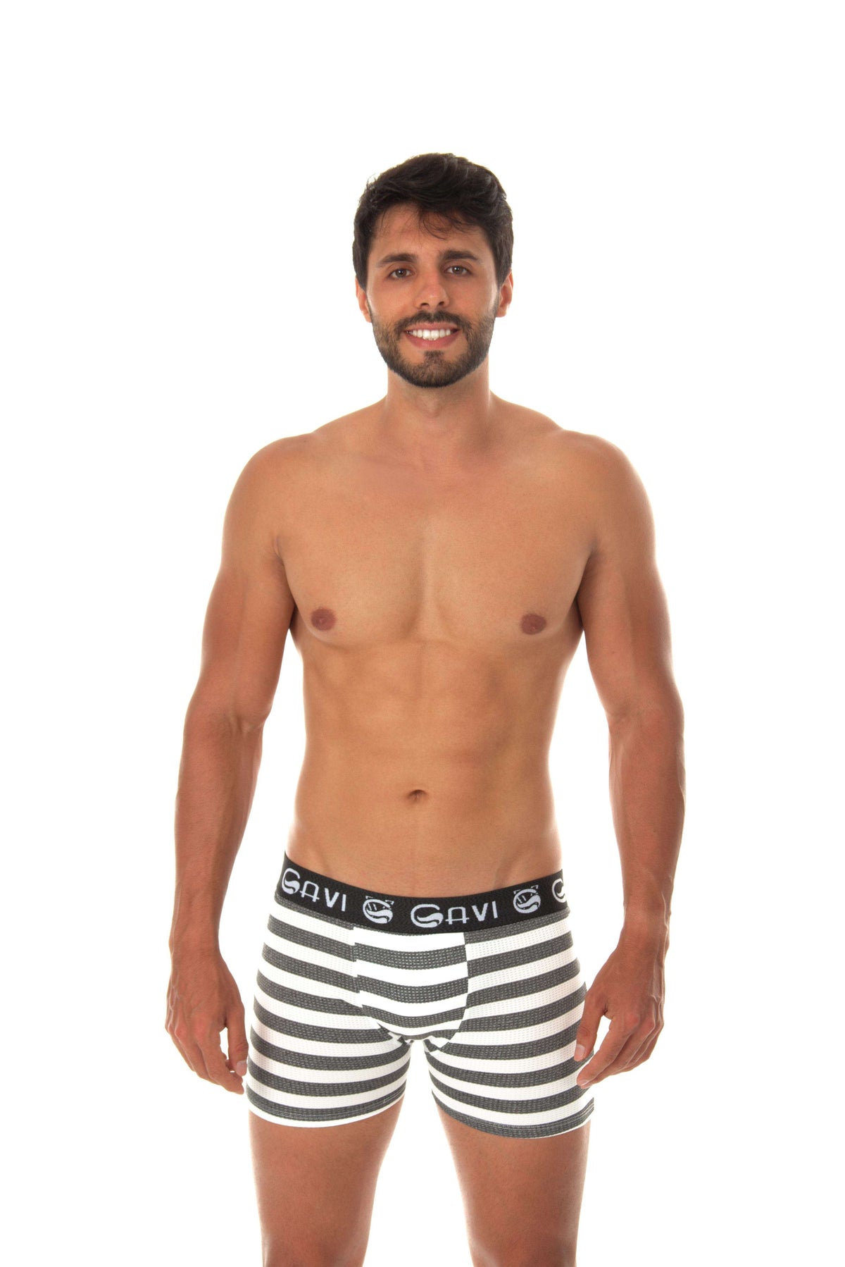 Cueca Boxer listrada em Branco – Doce Malícia