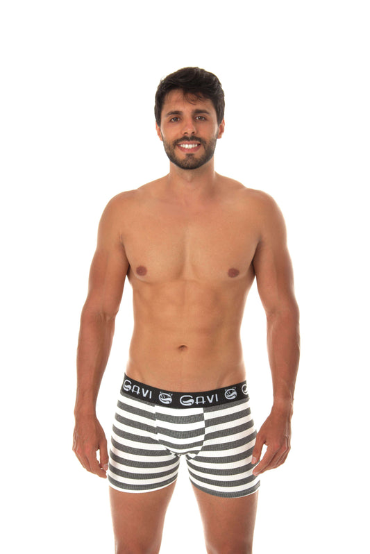 Cueca Boxer listrada em Branco – Doce Malícia