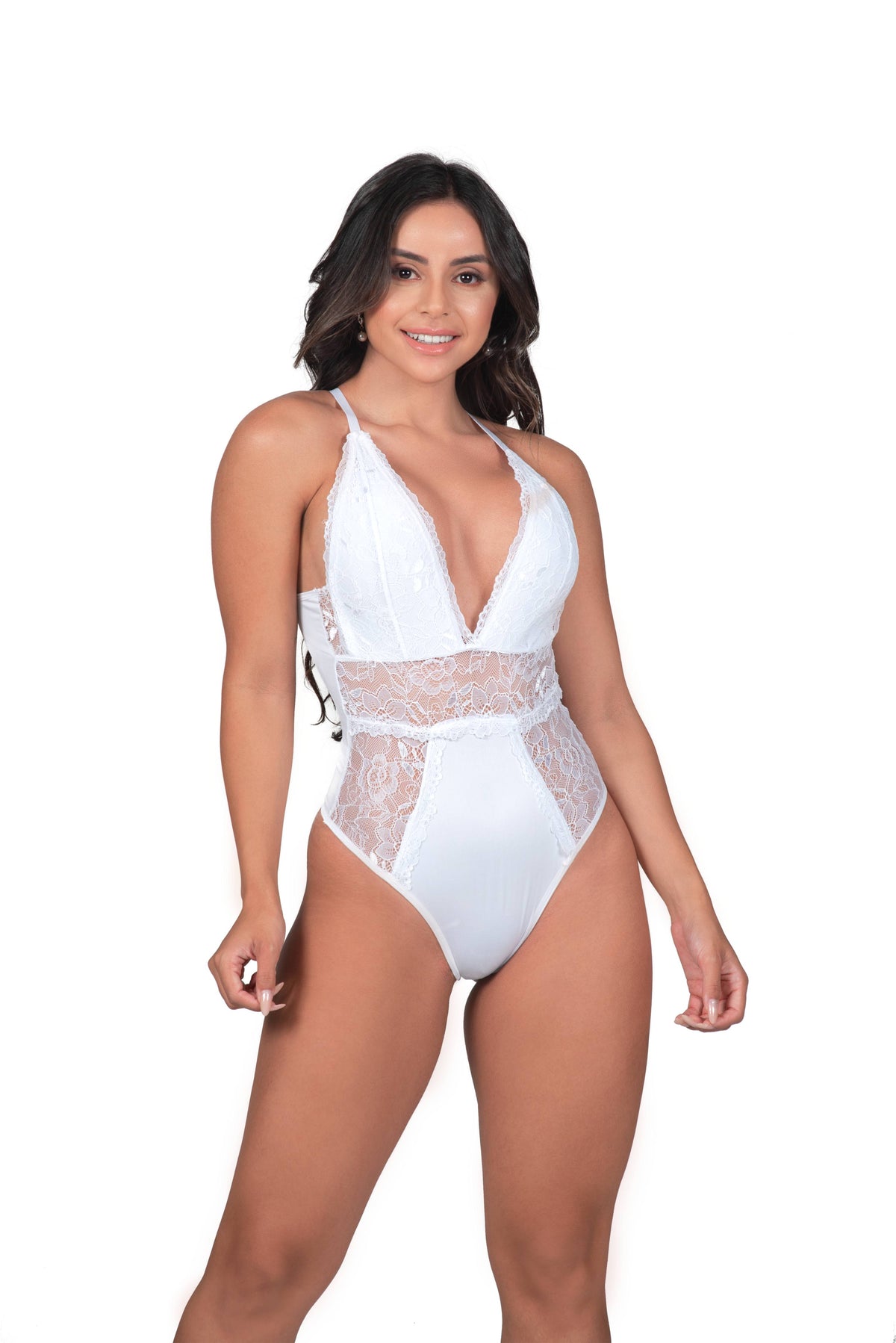 Body com detalhes em renda em Branco – Doce Malícia
