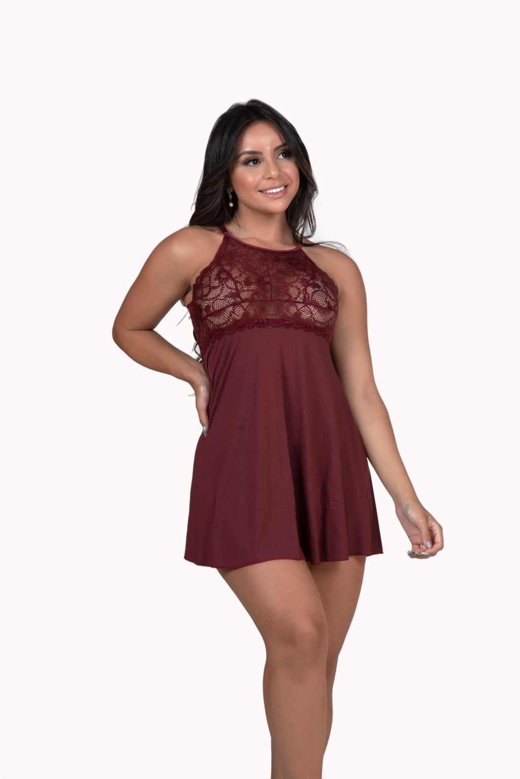 Camisola em microfibra com renda vazada – Doce Malícia