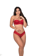 Lingerie em renda tomara que caia em azul – Doce Malícia