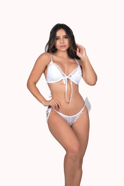 Conjunto em renda com fitas – Doce Malícia