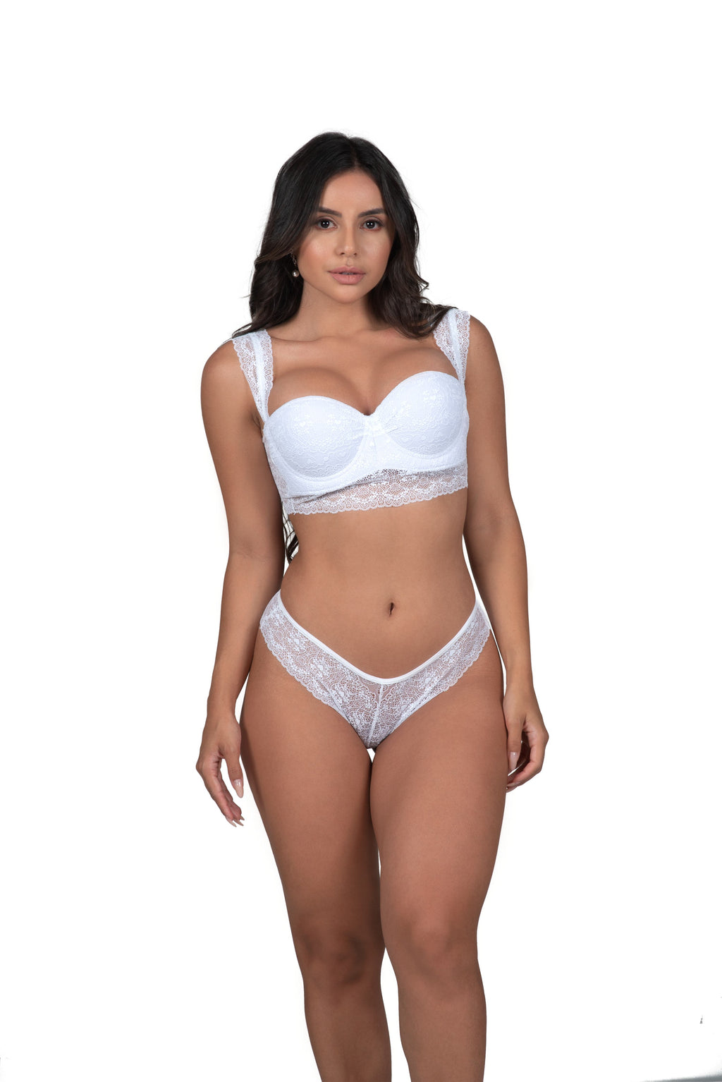 Conjunto de lingerie com strass em Branco – Doce Malícia