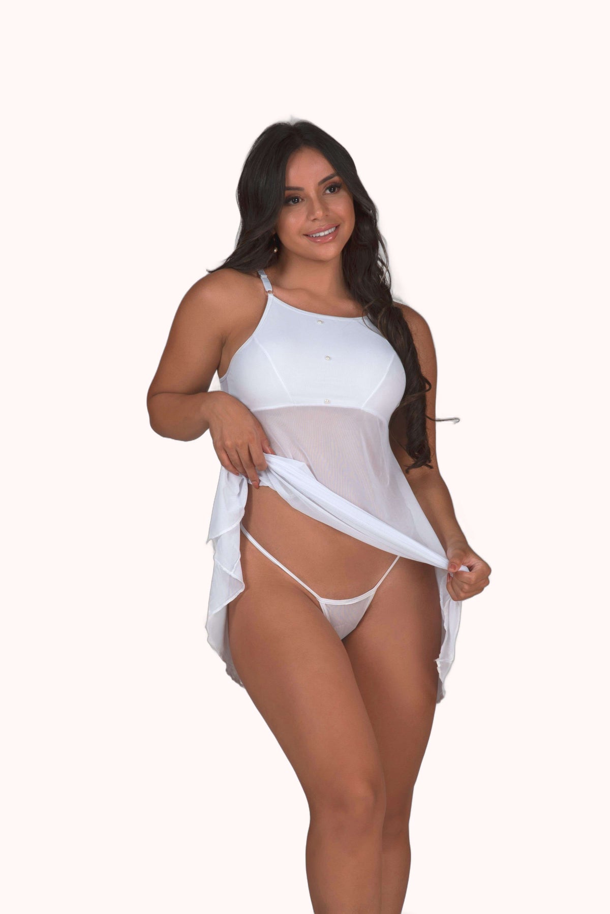 Camisola em tule com pérolas – Doce Malícia