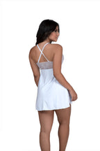 Camisola em microfibra com renda vazada em azul – Doce Malícia