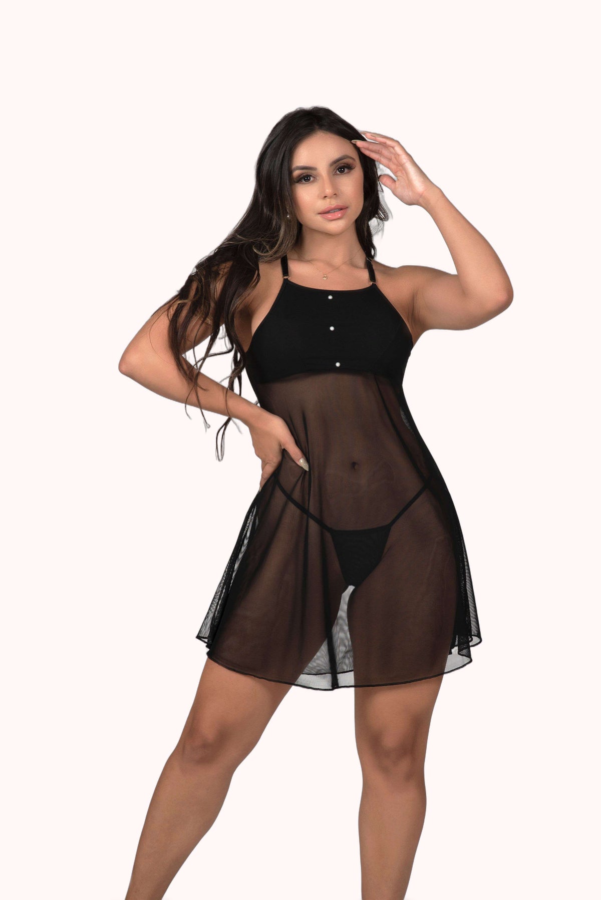 Camisola em tule com pérolas – Doce Malícia