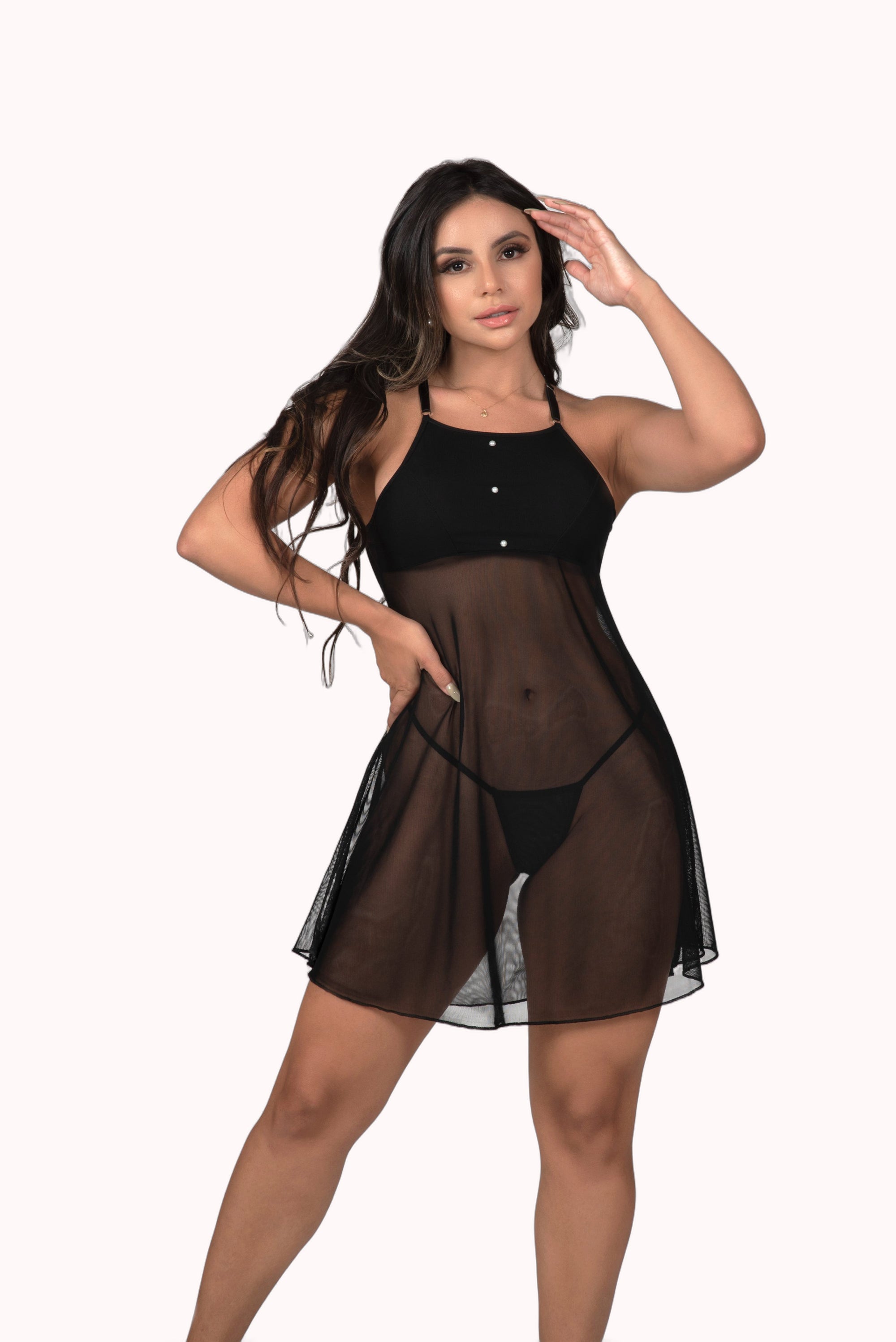 Camisola em tule com pérolas – Doce Malícia