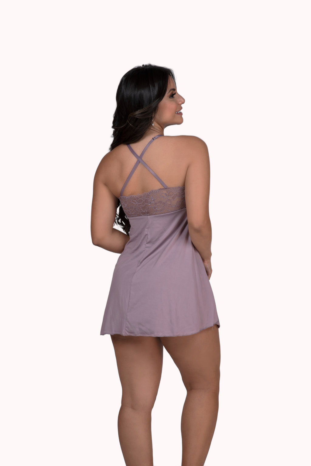 Camisola em microfibra com renda vazada – Doce Malícia