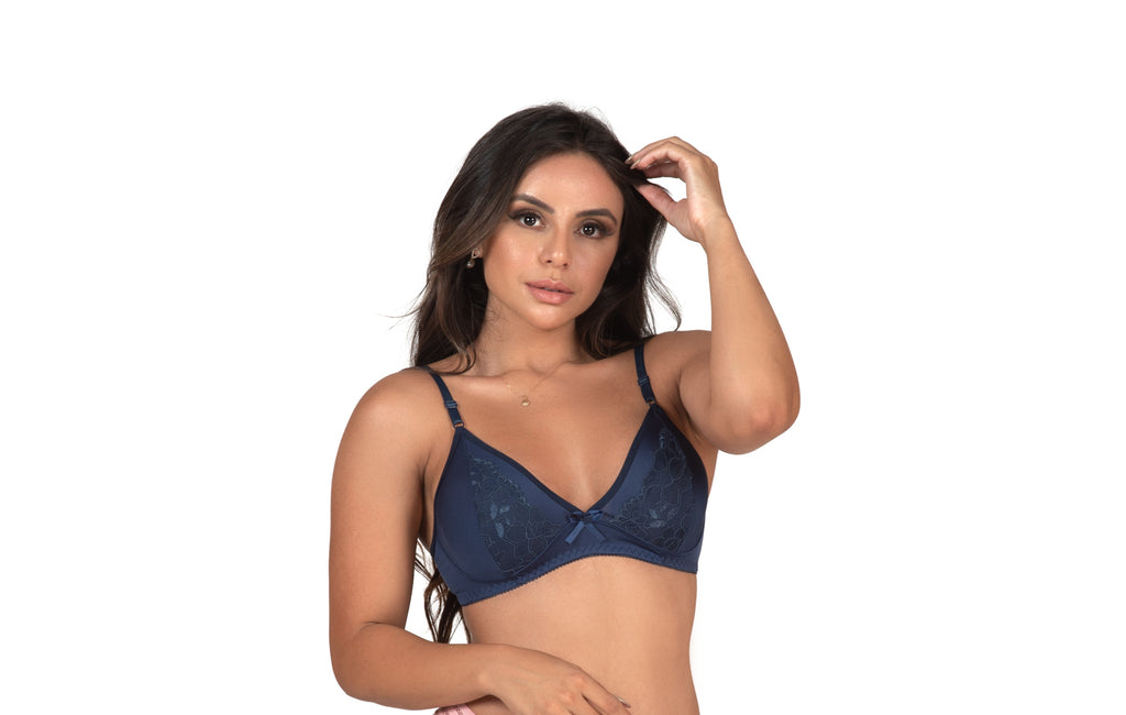 Soutien sem bojo com renda em azul-Marinho – Doce Malícia