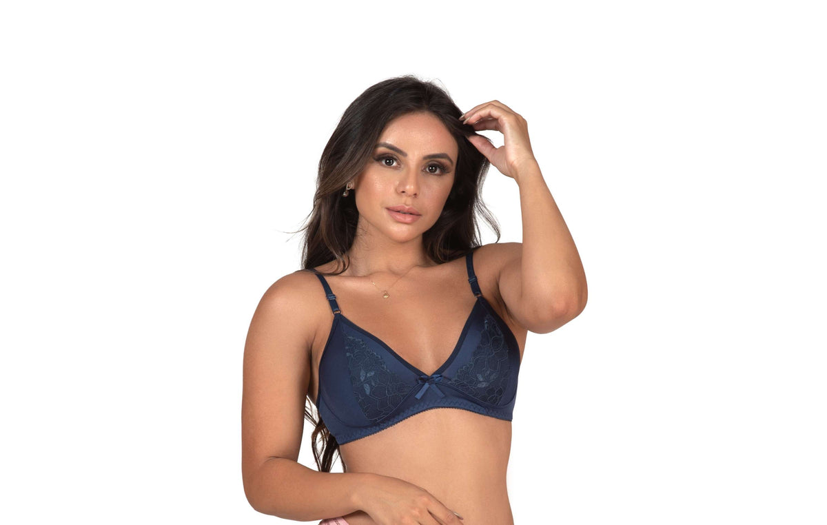 Soutien sem bojo com renda em azul-Marinho – Doce Malícia