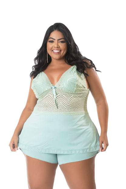 Baby Doll Plus Size com renda em Branco – Doce Malícia