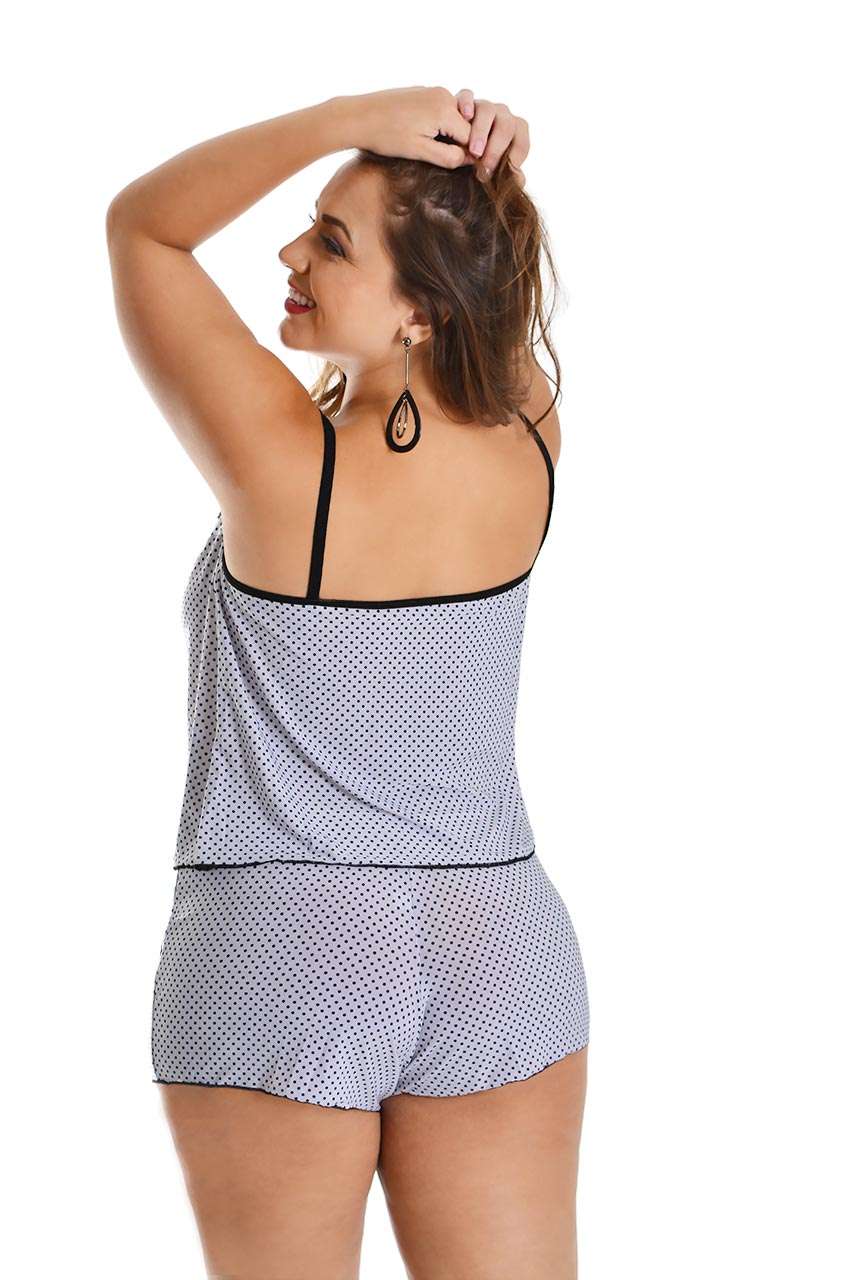 Baby doll plus size em liganete em Branco – Doce Malícia