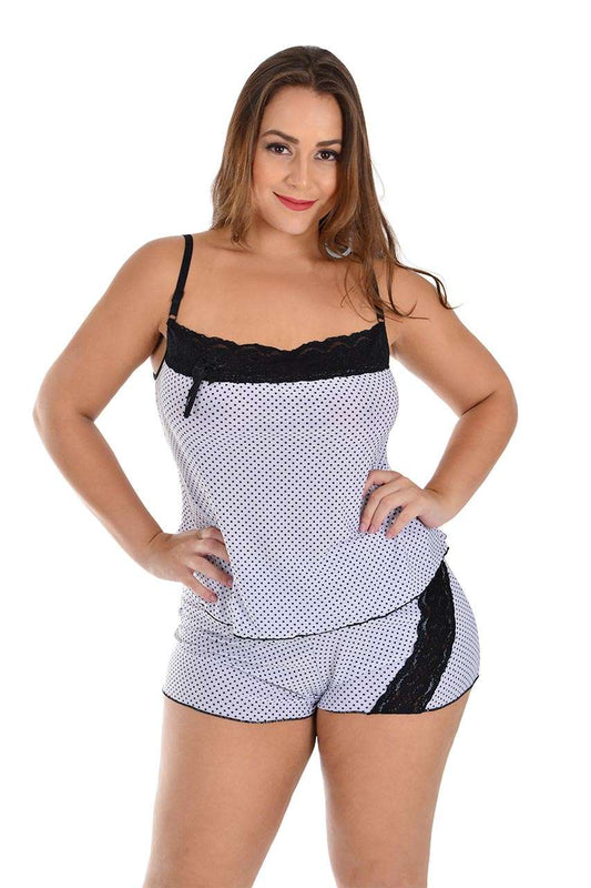 Baby doll plus size em liganete em Branco – Doce Malícia
